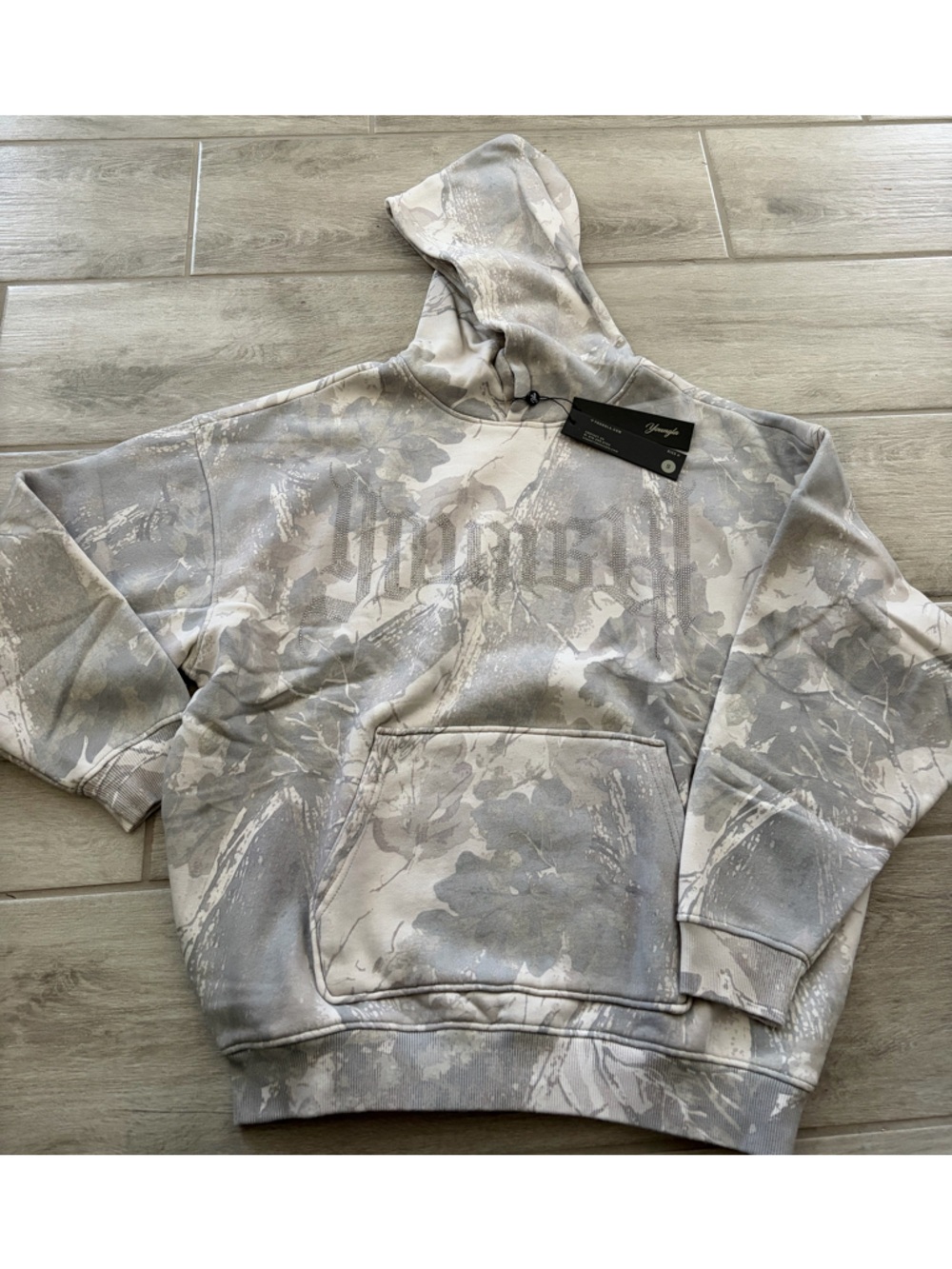 YoungLA Bling Camo Hoodie Grey Spring Hoodie Women’s Size Small Hunting Season